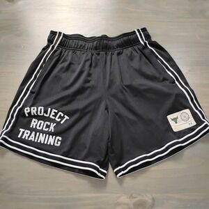 Under Armour Project Rock Training Athletic Shorts Men's Medium Black Logo Patch